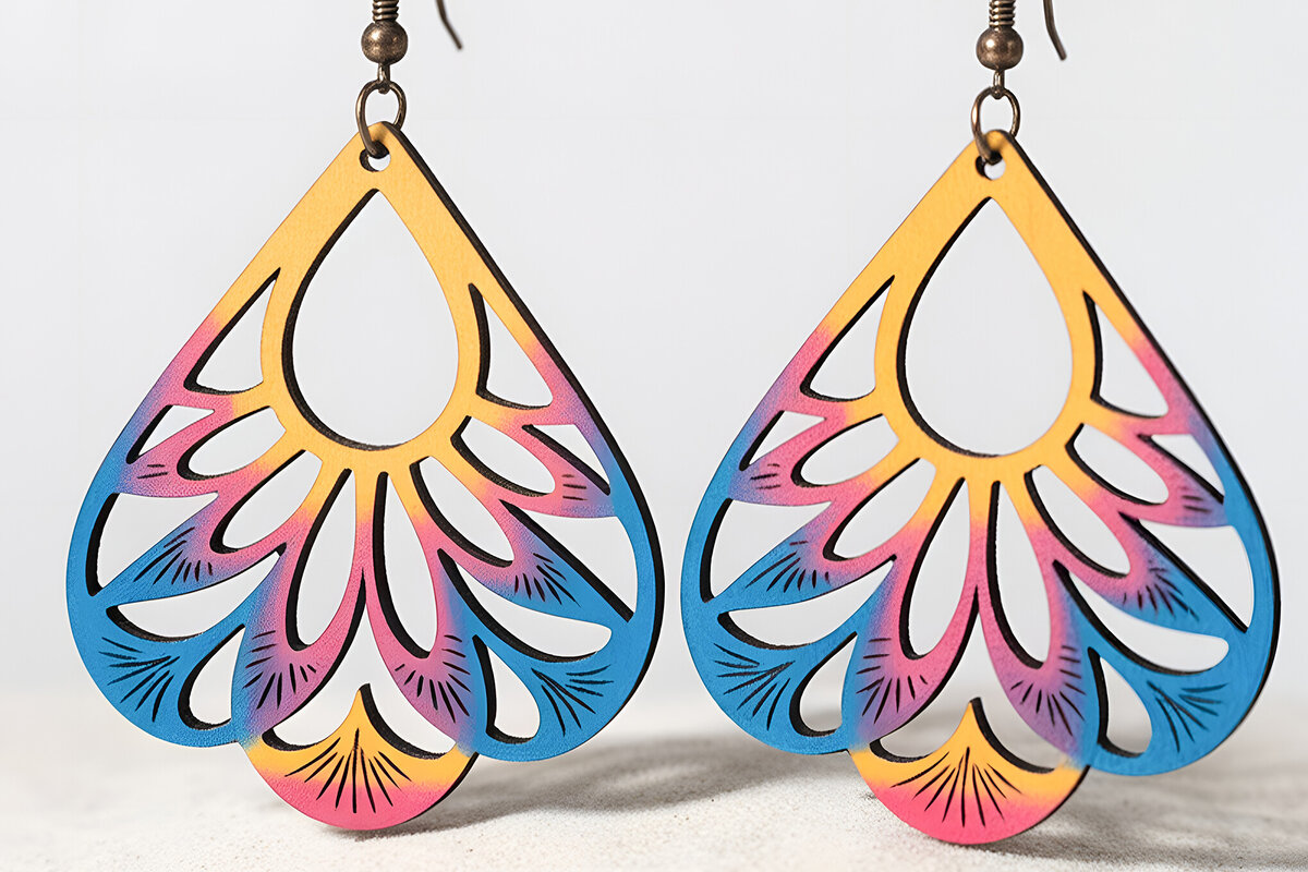 Σετ των 3 Intra απο ξύλο plywood 3mm-4mm πάχος Σκουλαρίκια Boho Petal Teardrop Δίασταση 3x3 cm INTRAFABR-121541651