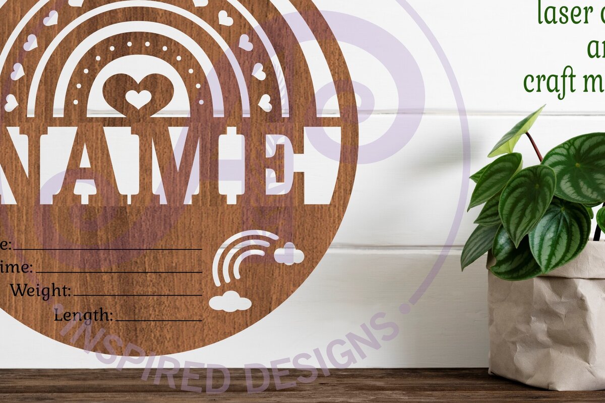 Σετ των 3 Intra απο ξύλο plywood 3mm-4mm πάχος Σημάδι στατιστικών γέννησης νεογέννητου Boho Rainbow Δίασταση 10x10 cm INTRAFABR-103613149