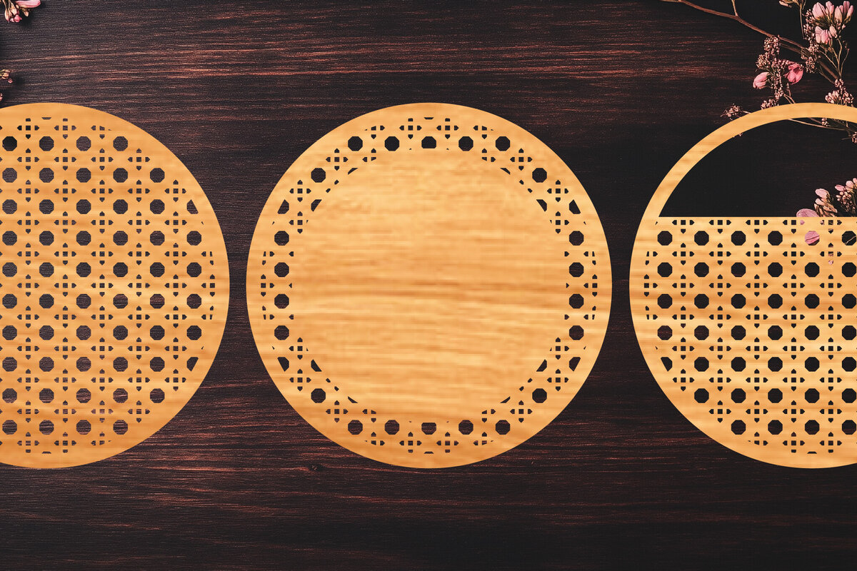 Intra απο ξύλο plywood 3mm-4mm πάχος Boho Rattan Round Sign Δίασταση 30x20 cm INTRAFABR-123095078