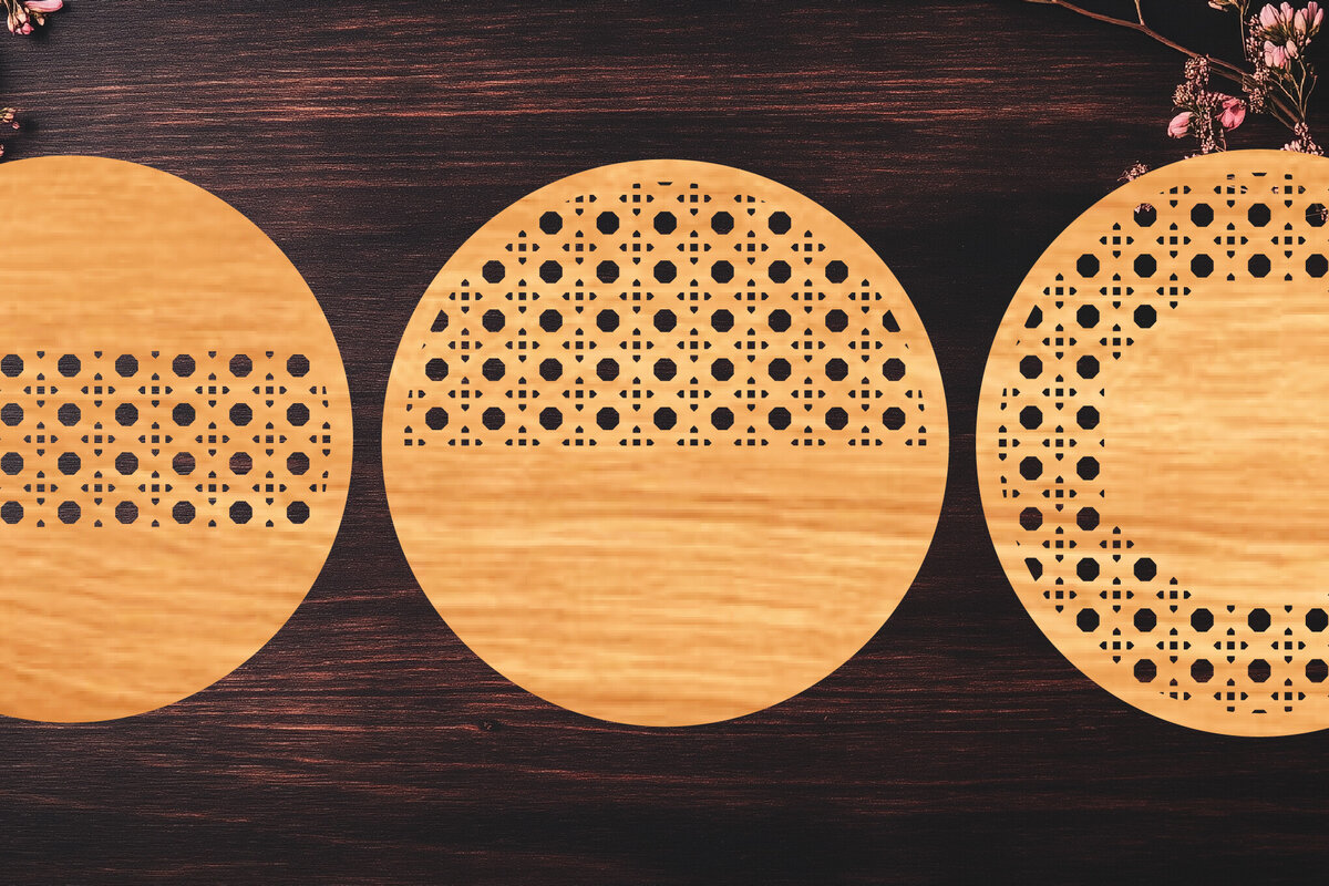 Intra απο ξύλο plywood 3mm-4mm πάχος Boho Rattan Round Sign Δίασταση 30x20 cm INTRAFABR-123095131