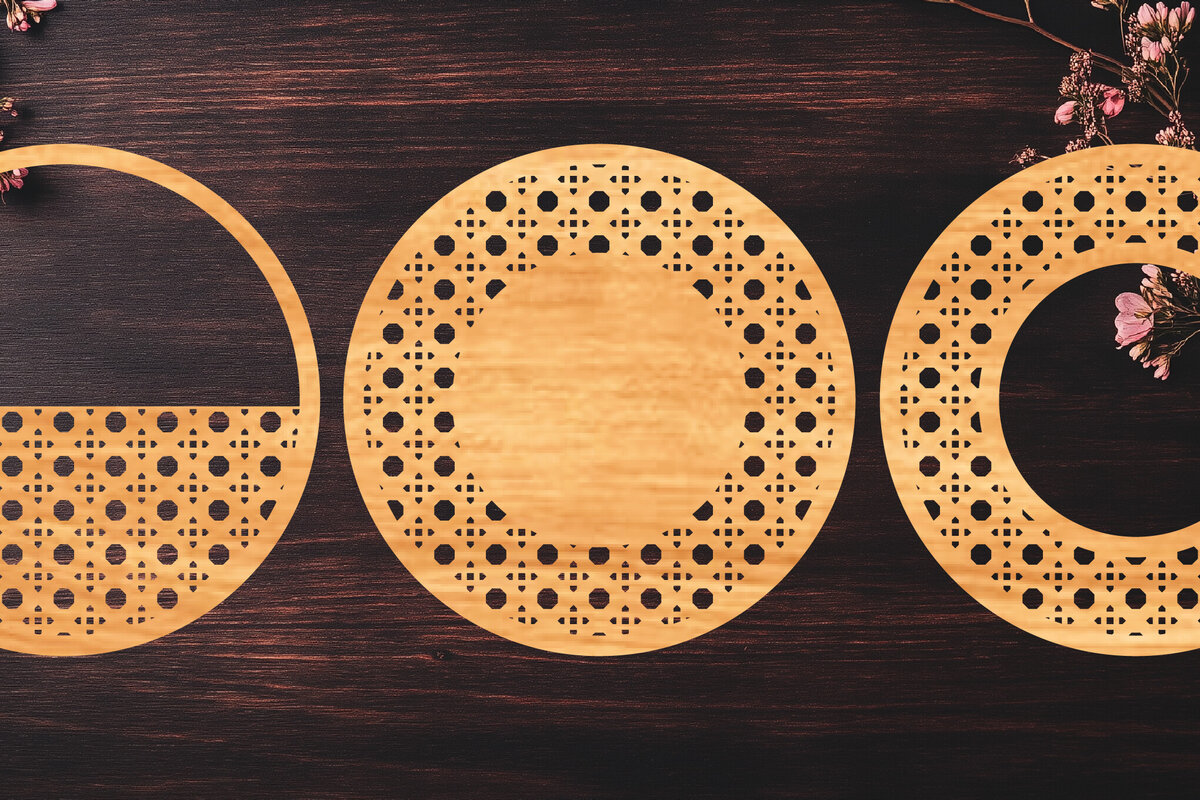 Intra απο ξύλο plywood 3mm-4mm πάχος Boho Rattan Round Sign Δίασταση 30x20 cm INTRAFABR-123095054
