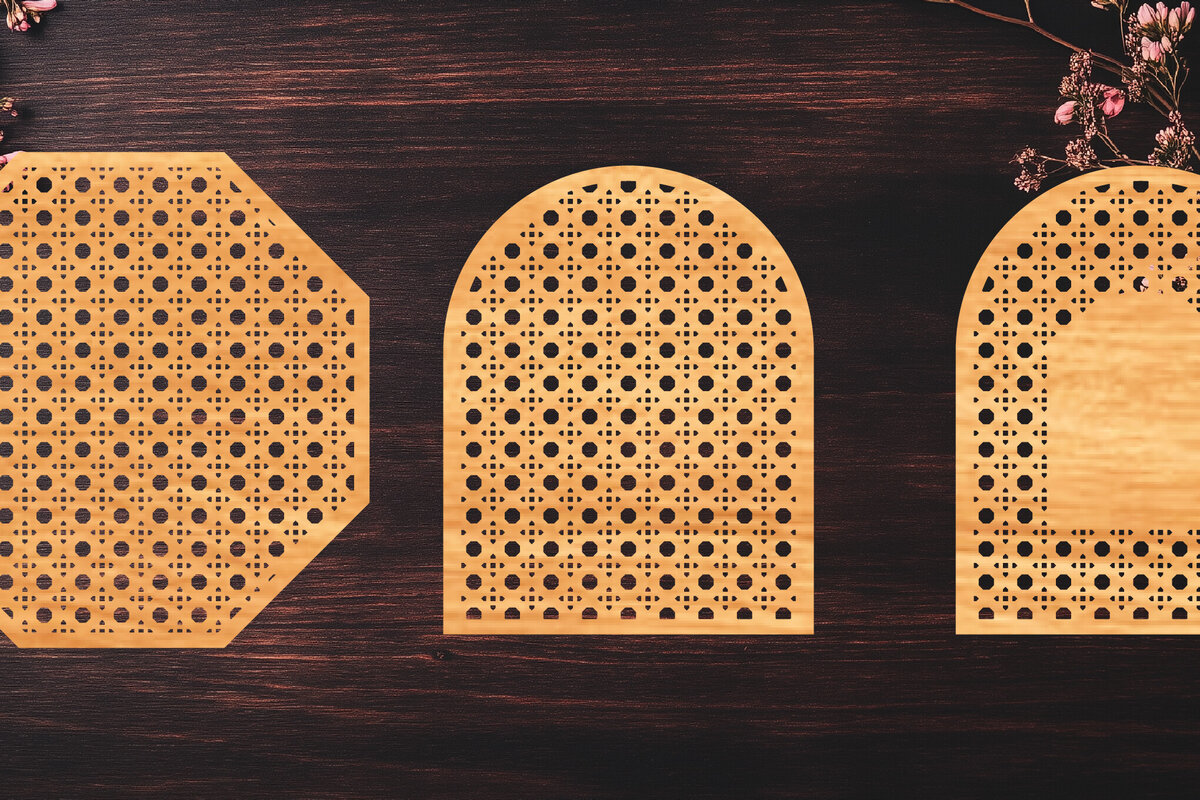 Σετ των 2 Intra απο ξύλο plywood 3mm-4mm πάχος Boho Rattan Signs Δίασταση 30x20 cm INTRAFABR-123333593