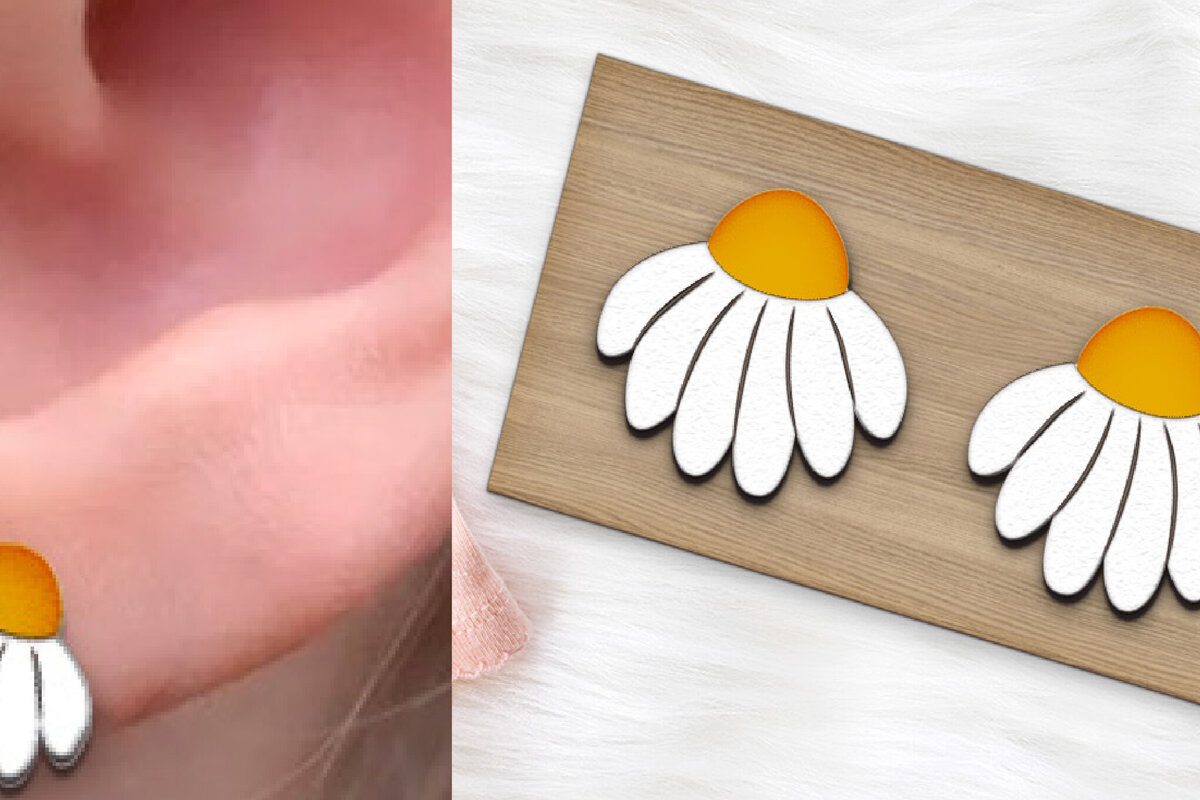 Σετ των 3 Intra απο ξύλο plywood 3mm-4mm πάχος Σκουλαρίκια Boho Stud Flower Cut με λέιζερ. Δίασταση 4x4 cm INTRAFABR-116049282