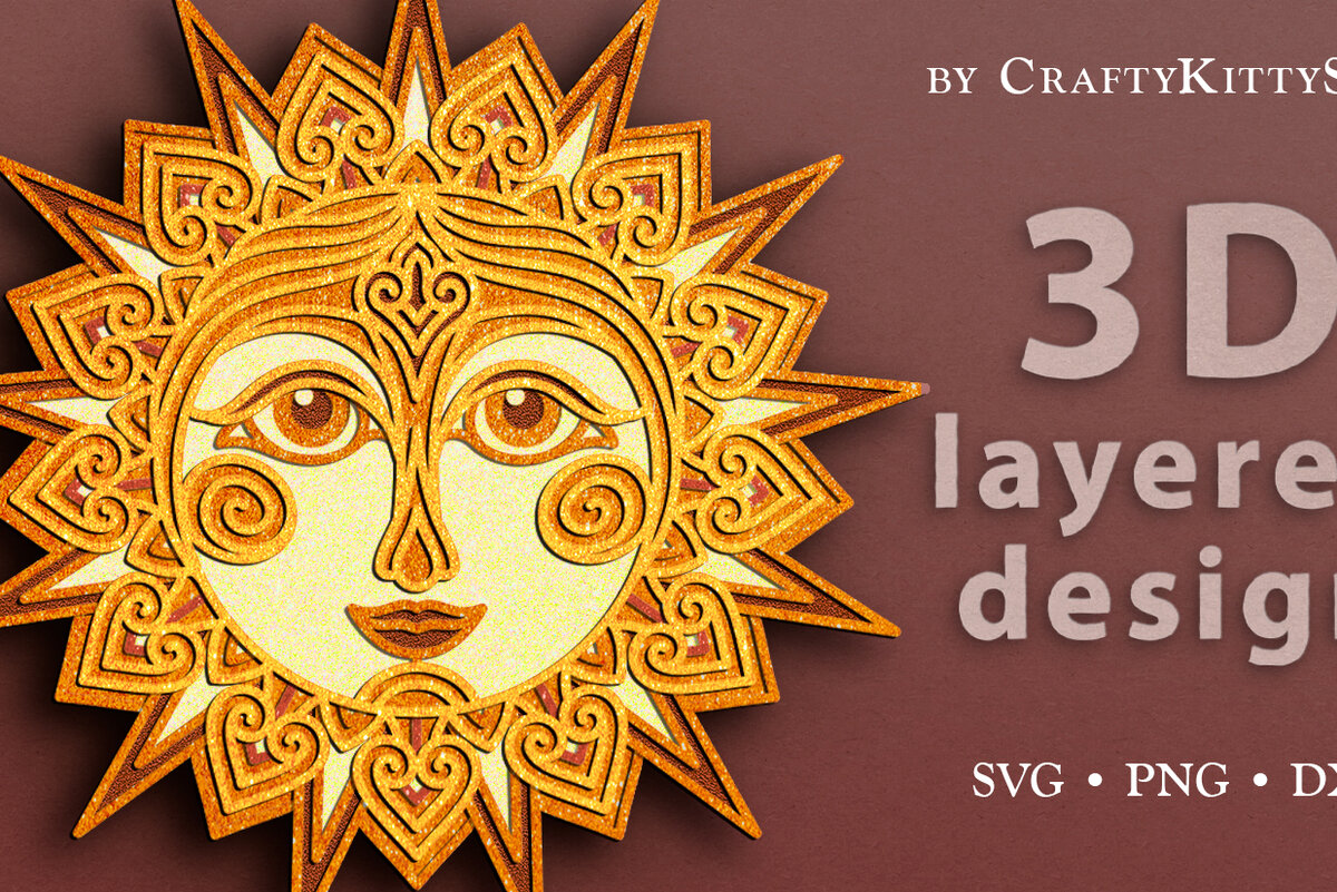 Intra απο ξύλο plywood 3mm-4mm πάχος περικοπής με 3D επίπεδα Boho Sun Δίασταση 30x20 cm INTRAFABR-18561020