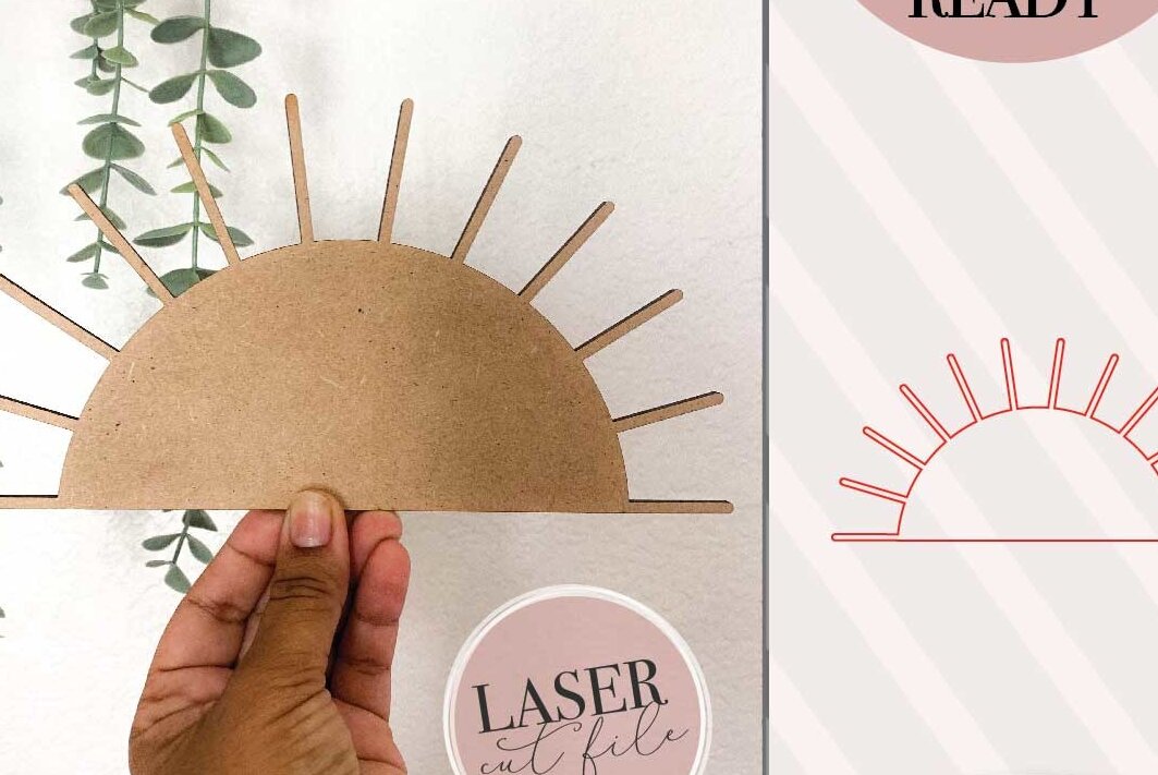 Σετ των 3 Intra απο ξύλο plywood 3mm-4mm πάχος Boho Sun Δίασταση 8x8 cm INTRAFABR-71443922