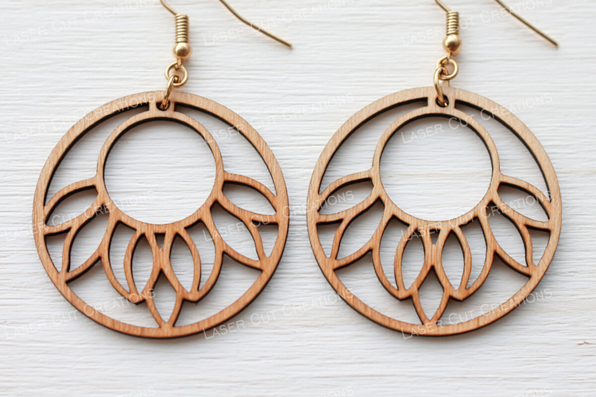Σετ των 3 Intra απο ξύλο plywood 3mm-4mm πάχος Σκουλαρίκια ηλίανθου Boho Δίασταση 3x3 cm INTRAFABR-124910517