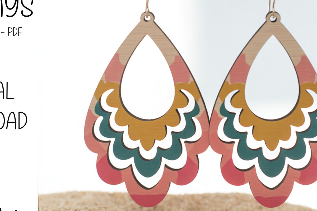 Σετ των 3 Intra απο ξύλο plywood 3mm-4mm πάχος Σκουλαρίκια Boho Teardrop Scallop Δίασταση 3x3 cm INTRAFABR-122379820