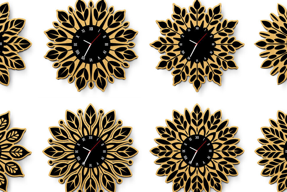 Σετ των 3 Intra απο ξύλο plywood 3mm-4mm πάχος Boho Ρολόι τοίχου Art Design Δίασταση 8x8 cm INTRAFABR-121066763