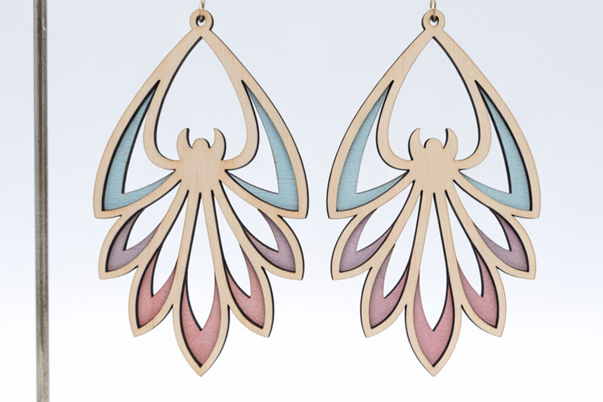 Σετ των 3 Intra απο ξύλο plywood 3mm-4mm πάχος Boho Wings Teardrop Earrings Δίασταση 3x3 cm INTRAFABR-122356894