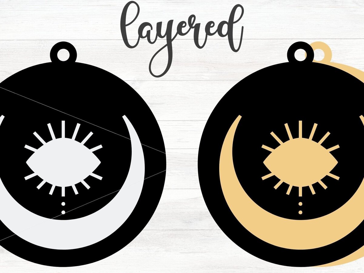 Σετ των 3 Intra απο ξύλο plywood 3mm-4mm πάχος Πρότυπο σκουλαρίκι Boho Witchy Moon Δίασταση 3x3 cm INTRAFABR-34793415