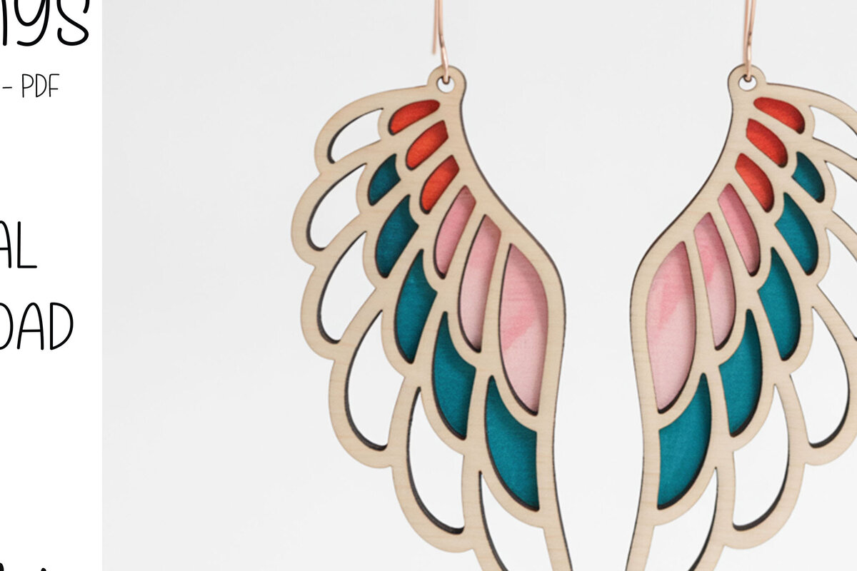 Σετ των 3 Intra απο ξύλο plywood 3mm-4mm πάχος Σκουλαρίκια Bold Angel Wings Δίασταση 3x3 cm INTRAFABR-123009418