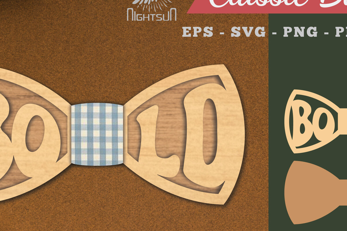 Σετ των 2 Intra απο ξύλο plywood 3mm-4mm πάχος Bold Bowtie Δίασταση 15x15 cm INTRAFABR-112130165