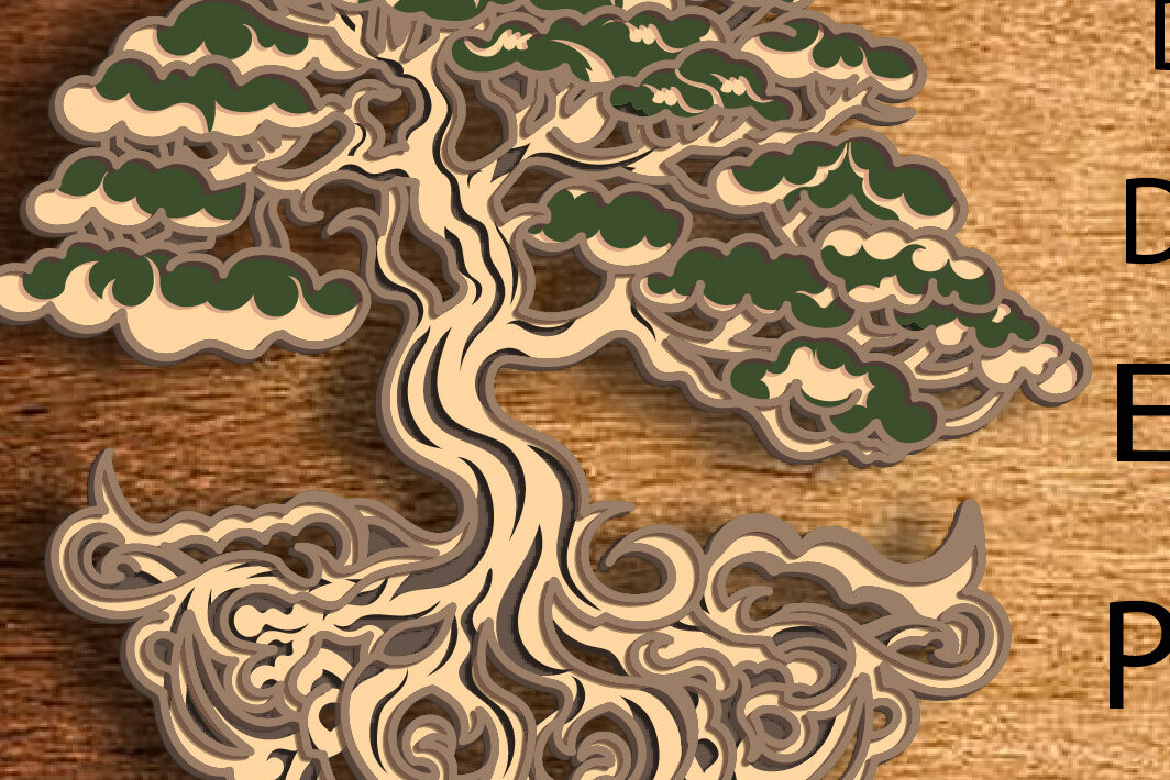 Intra απο ξύλο plywood 3mm-4mm πάχος Bonsai Tree 3D Mandala , Multilayer Δίασταση 30x30 cm INTRAFABR-79403083