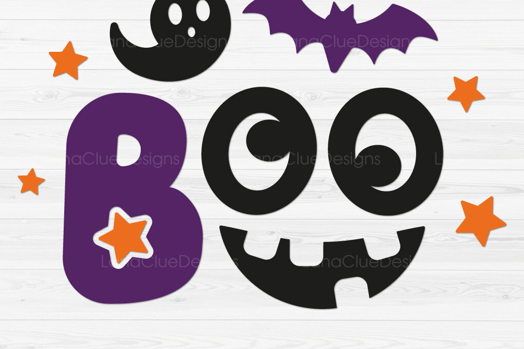 Σετ των 2 Intra απο ξύλο plywood 3mm-4mm πάχος Boo - Funny Halloween Design Δίασταση 15x15 cm INTRAFABR-72691180