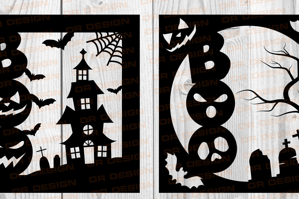 Σετ των 3 Intra απο ξύλο plywood 3mm-4mm πάχος Boo Halloween Frames Αποκομμένα Δίασταση 10x10 cm INTRAFABR-5550676