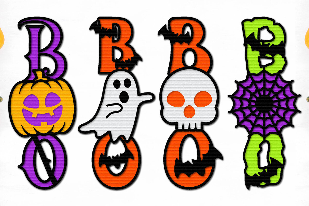 Σετ των 2 Intra απο ξύλο plywood 3mm-4mm πάχος Boo Sign Halloween  Δίασταση 15x15 cm INTRAFABR-106329696