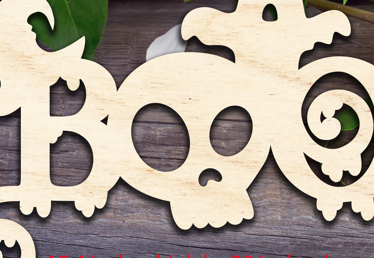 Σετ των 2 Intra απο ξύλο plywood 3mm-4mm πάχος Σημάδι Boo Δίασταση 15x15 cm INTRAFABR-29872817