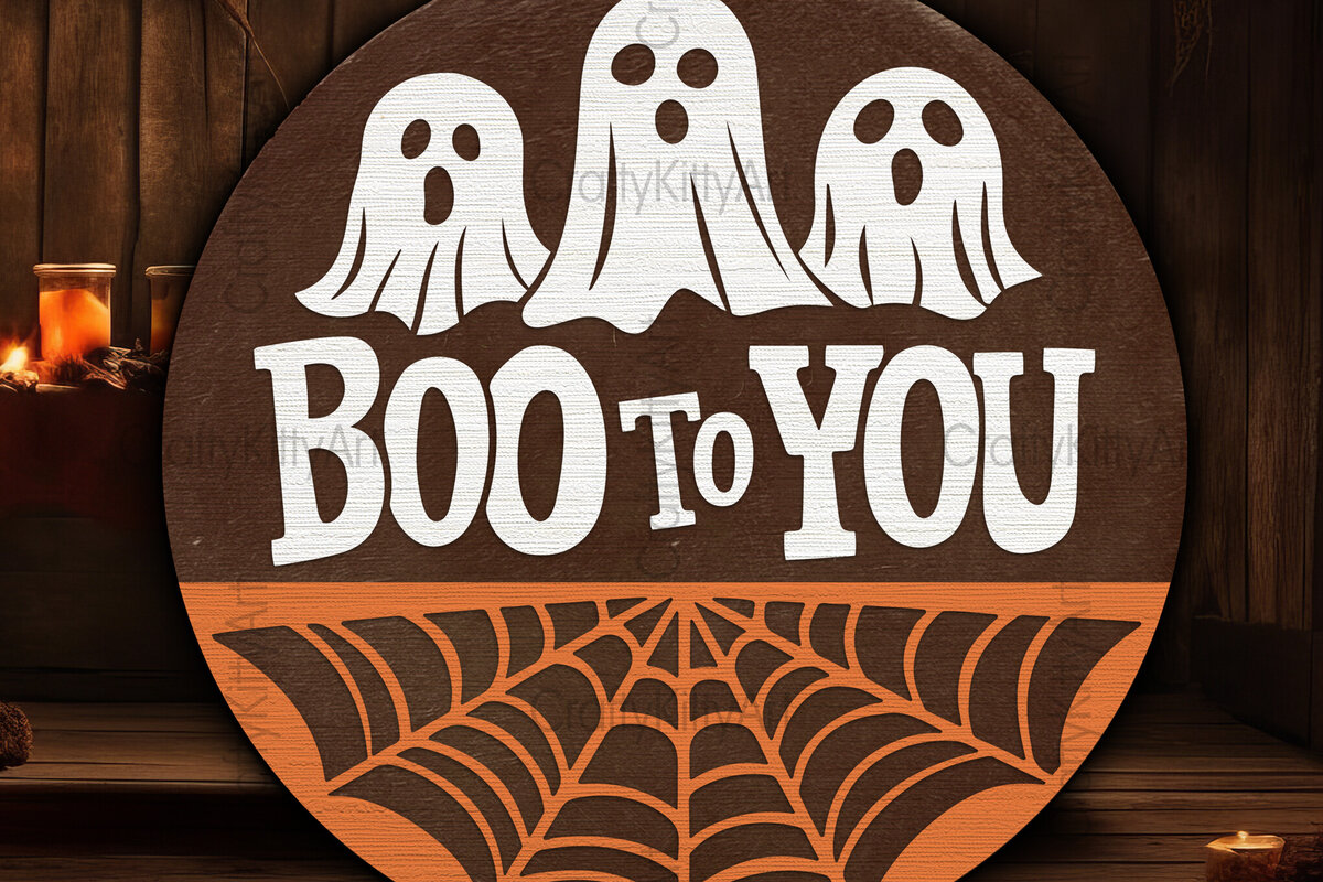 Σετ των 3 Intra απο ξύλο plywood 3mm-4mm πάχος Boo to You 3D Halloween Door Δίασταση 7x7 cm INTRAFABR-104607215