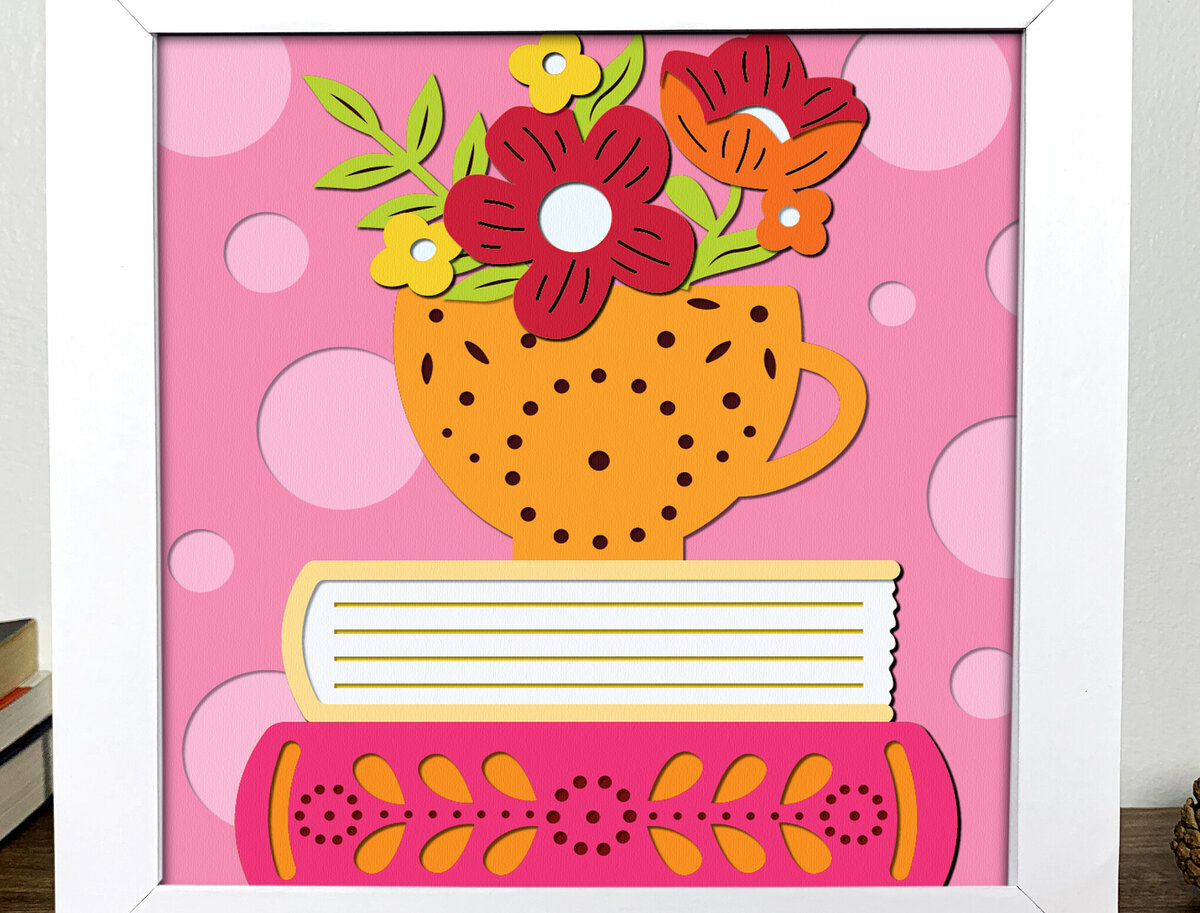 Σετ των 3 Intra απο ξύλο plywood 3mm-4mm πάχος Book and Tea 3D Shadow Box Δίασταση 7x7 cm INTRAFABR-96657013