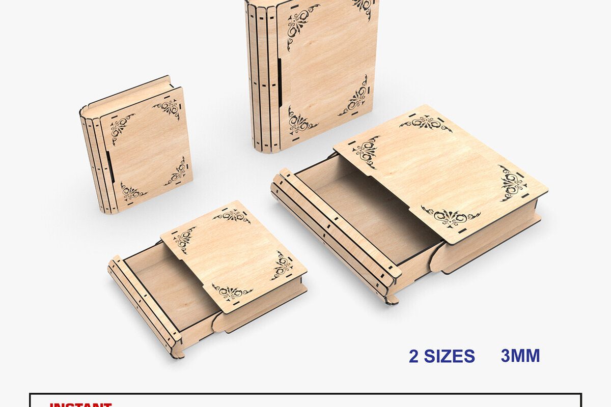 Intra απο ξύλο plywood 3mm-4mm πάχος Κουτί βιβλίου, Κουτί αποθήκευσης, κοπής με λέιζερ Δίασταση 30x20 cm INTRAFABR-112505224