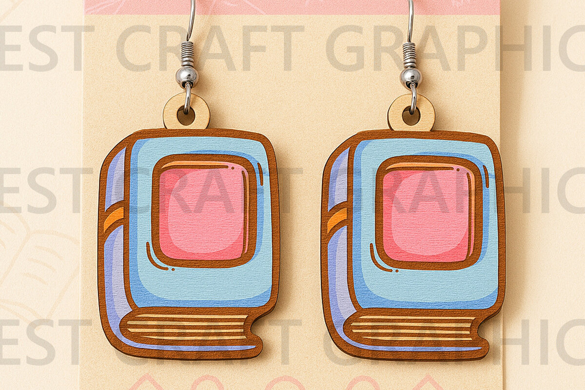 Σετ των 3 Intra απο ξύλο plywood 3mm-4mm πάχος Book Earrings – Reading Time Δίασταση 3x3 cm INTRAFABR-124955739