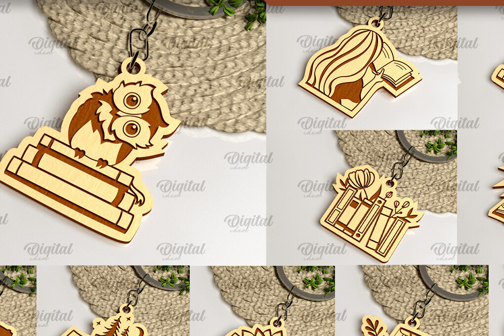 Σετ των 3 Intra απο ξύλο plywood 3mm-4mm πάχος Βιβλίο Μπρελόκ κοπής με λέιζερ Δίασταση 6x6 cm INTRAFABR-100112593