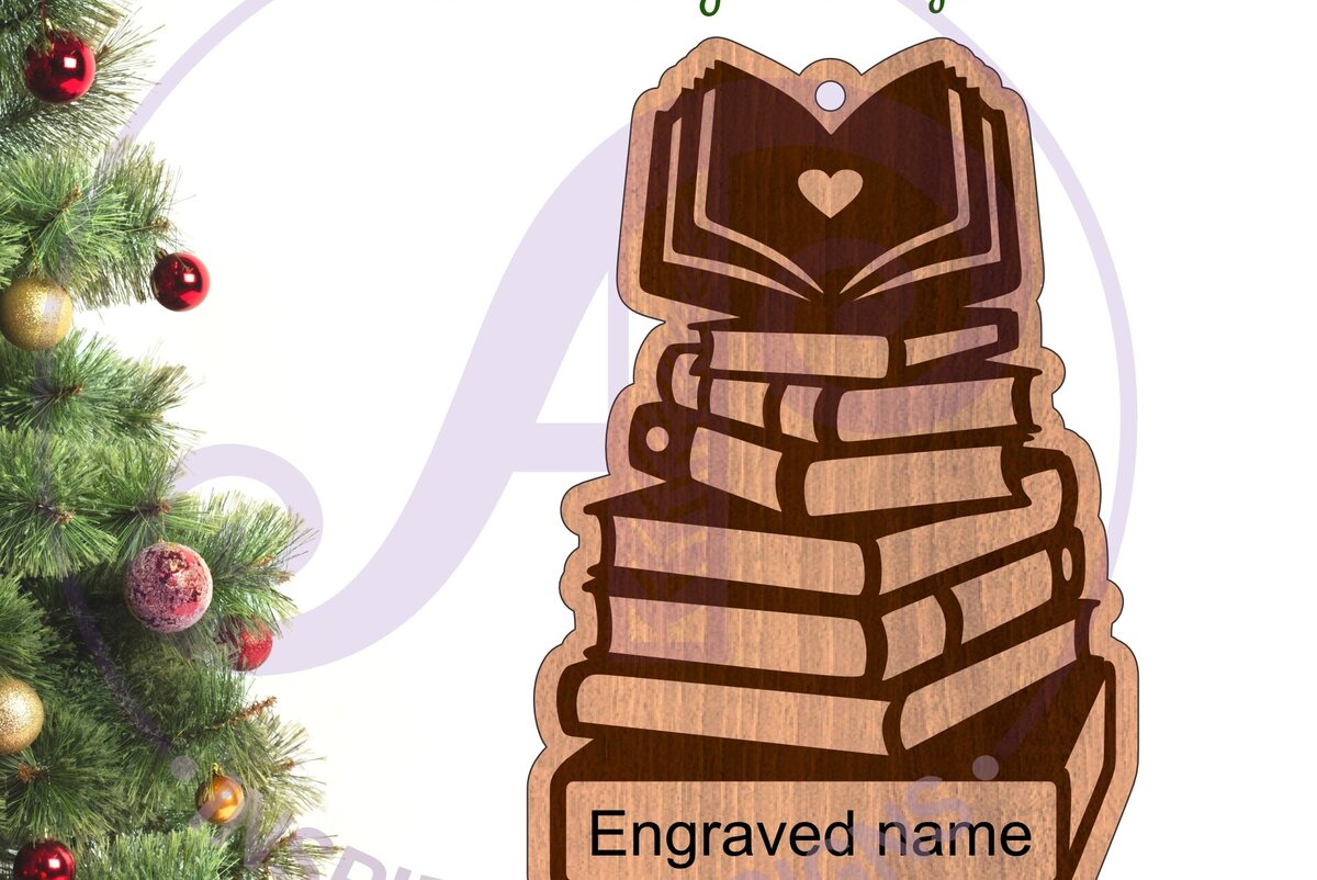 Σετ των 3 Intra απο ξύλο plywood 3mm-4mm πάχος Book Lovers Χριστουγεννιάτικο Στολίδι  Δίασταση 3x3 cm INTRAFABR-96343786