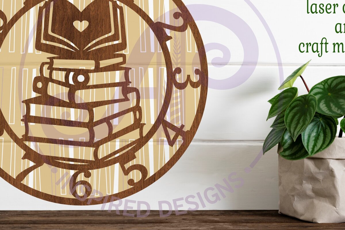 Σετ των 3 Intra απο ξύλο plywood 3mm-4mm πάχος κοπής με λέιζερ ρολόι τοίχου Book Lovers Δίασταση 8x8 cm INTRAFABR-94107518