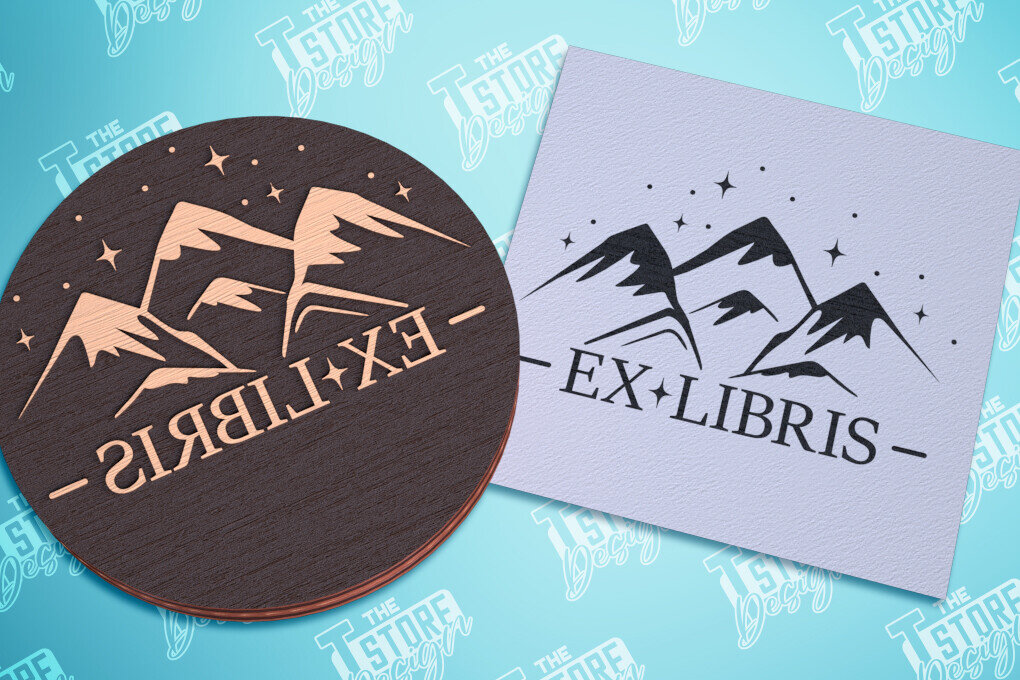 Σετ των 2 Intra απο ξύλο plywood 3mm-4mm πάχος Σφραγίδα βιβλίου | Ex Libris | Γραμματόσημο Δίασταση 15x15 cm INTRAFABR-99695094