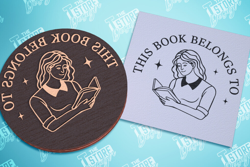 Σετ των 2 Intra απο ξύλο plywood 3mm-4mm πάχος Σφραγίδα βιβλίου | Ex Libris | Γραμματόσημο Δίασταση 15x15 cm INTRAFABR-99695032