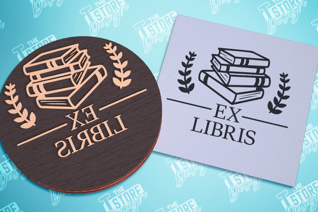 Σετ των 3 Intra απο ξύλο plywood 3mm-4mm πάχος Σφραγίδα βιβλίου | Ex Libris | Γραμματόσημο Δίασταση 15x15 cm INTRAFABR-99695056
