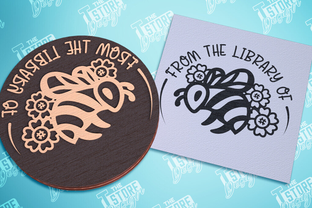 Σετ των 2 Intra απο ξύλο plywood 3mm-4mm πάχος Σφραγίδα βιβλίου | Ex Libris | Γραμματόσημο Δίασταση 15x15 cm INTRAFABR-99695069