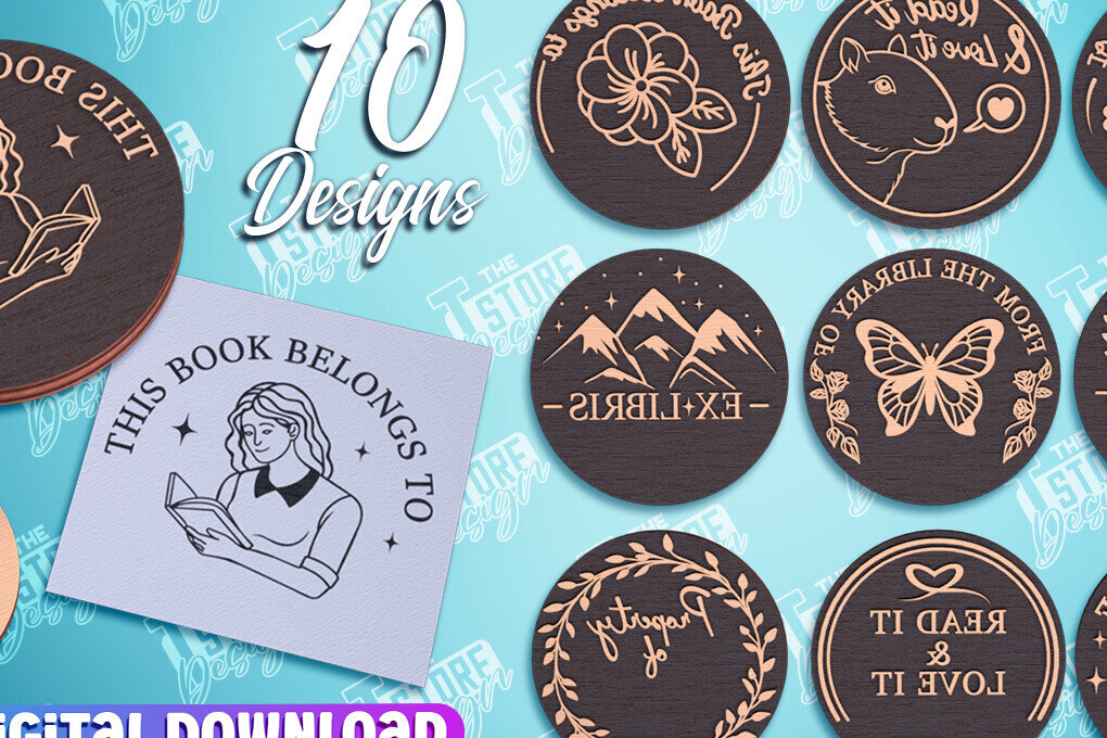 Σετ των 3 Intra απο ξύλο plywood 3mm-4mm πάχος σχεδίου σφραγίδας βιβλίου | CNC Δίασταση 15x15 cm INTRAFABR-99695261