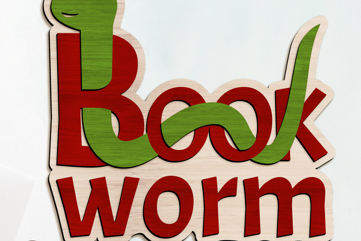 Σετ των 2 Intra απο ξύλο plywood 3mm-4mm πάχος Βιβλίο Worm School Πρότυπο κοπής με λέιζερ Δίασταση 30x20 cm INTRAFABR-96901569