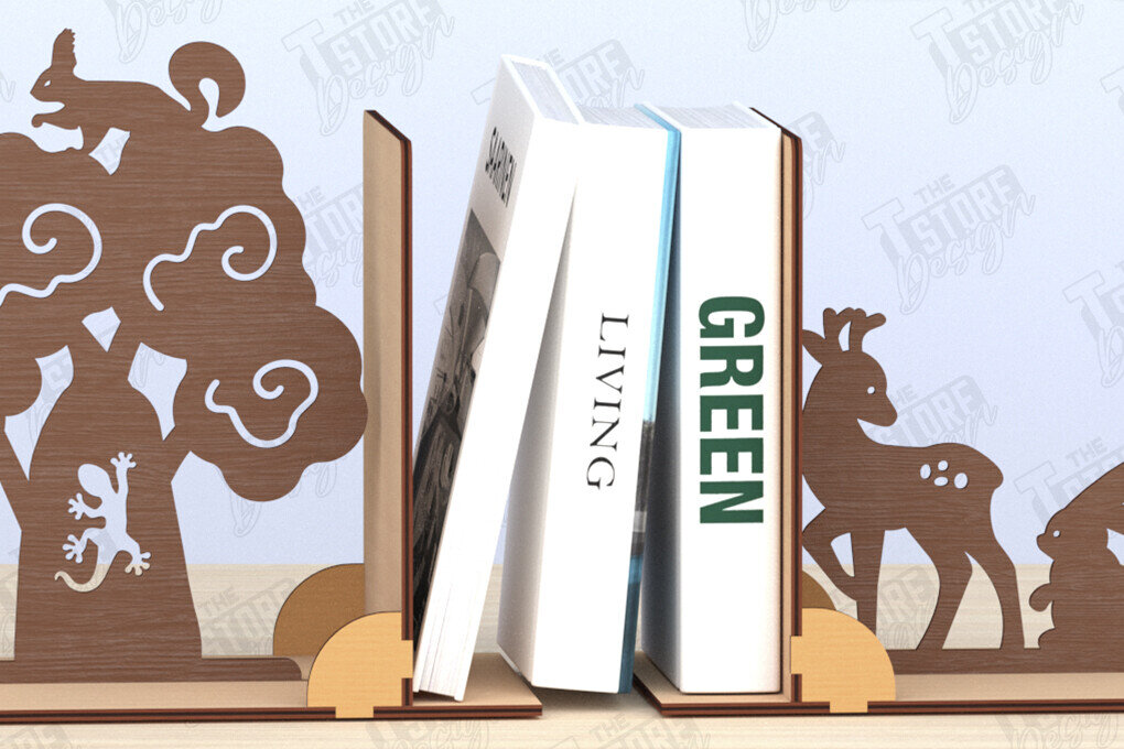 Σετ των 2 Intra απο ξύλο plywood 3mm-4mm πάχος Βιβλιοθήκη με λέιζερ | Πώμα βιβλίου | CNC Δίασταση 15x15 cm INTRAFABR-120176819