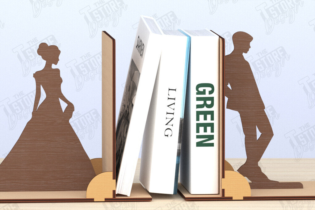 Σετ των 2 Intra απο ξύλο plywood 3mm-4mm πάχος Βιβλιοθήκη με λέιζερ | Πώμα βιβλίου | CNC Δίασταση 15x15 cm INTRAFABR-119955491