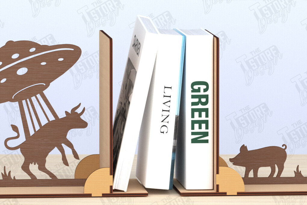 Σετ των 2 Intra απο ξύλο plywood 3mm-4mm πάχος Βιβλιοθήκη με λέιζερ | Πώμα βιβλίου | CNC Δίασταση 15x15 cm INTRAFABR-119955493