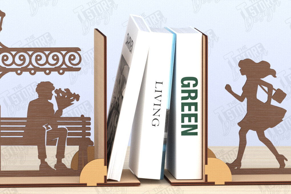 Σετ των 2 Intra απο ξύλο plywood 3mm-4mm πάχος Βιβλιοθήκη με λέιζερ | Πώμα βιβλίου | CNC Δίασταση 15x15 cm INTRAFABR-119955490