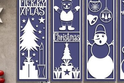 Σετ των 2 Intra απο ξύλο plywood 3mm-4mm πάχος Σελιδοδείκτης Χριστουγεννιάτικο σχέδιο κοπής με λέιζερ Δίασταση 15x15 cm INTRAFABR-44555574