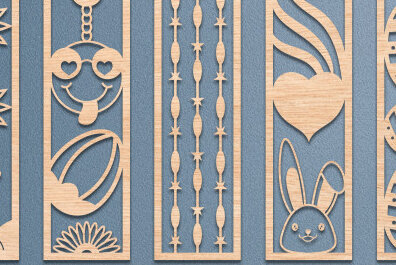 Σετ των 2 Intra απο ξύλο plywood 3mm-4mm πάχος Σελιδοδείκτης Πασχαλινό σχέδιο κοπής με λέιζερ Δίασταση 15x15 cm INTRAFABR-64235034