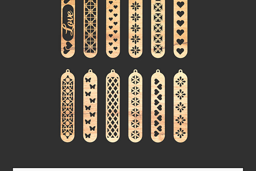 Σετ των 3 Intra απο ξύλο plywood 3mm-4mm πάχος Σελιδοδείκτης αρχείου αποκοπής λέιζερ Δίασταση 4x4 cm INTRAFABR-105207658