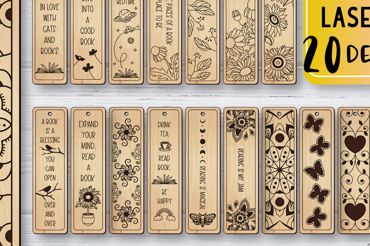 Σετ των 2 Intra απο ξύλο plywood 3mm-4mm πάχος Σελιδοδείκτης | Σελιδοδείκτης Δίασταση 10x20 cm INTRAFABR-63424912