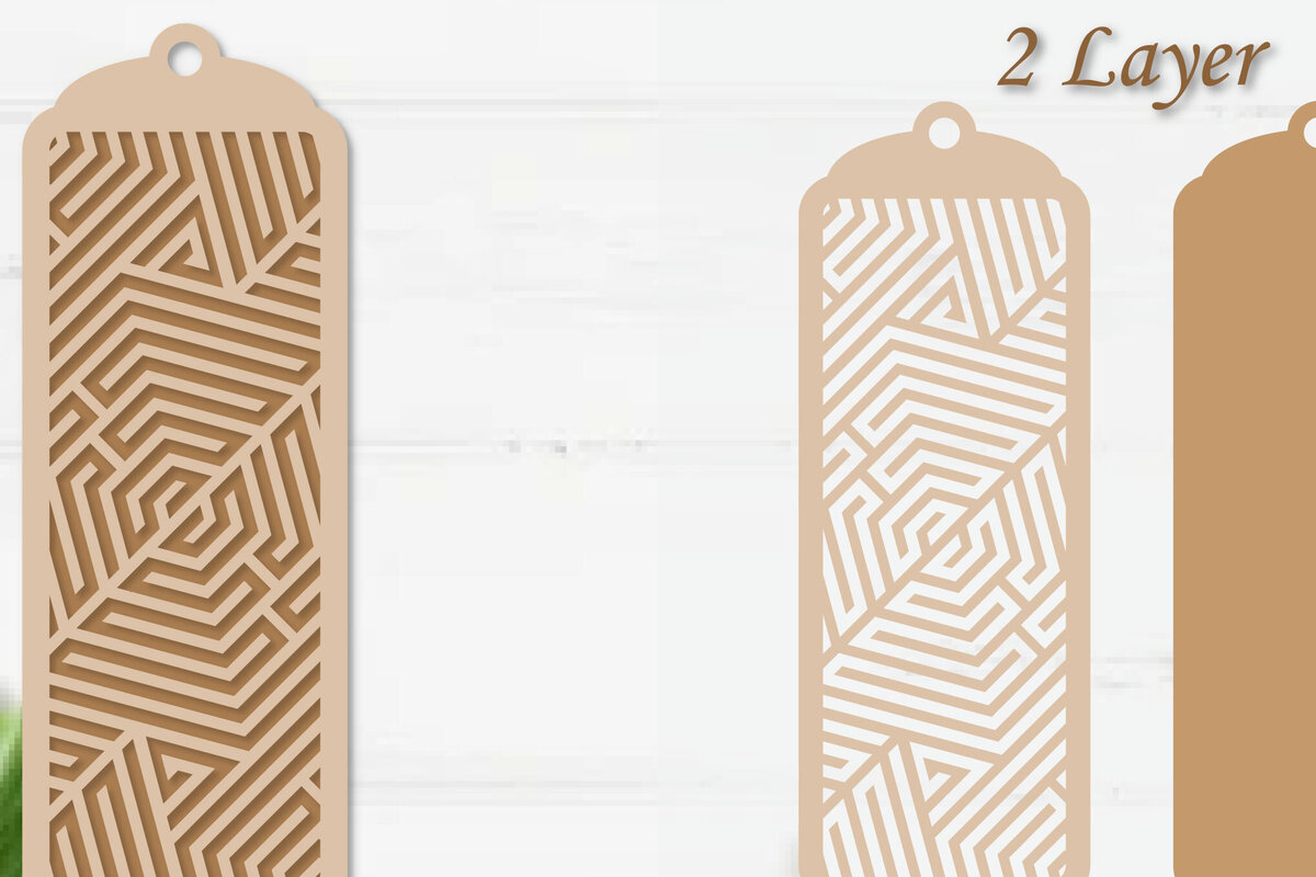 Σετ των 2 Intra απο ξύλο plywood 3mm-4mm πάχος Σελιδοδείκτης κοπής με λέιζερ με στρώσεις χαρτιού Δίασταση 10x20 cm INTRAFABR-94225302