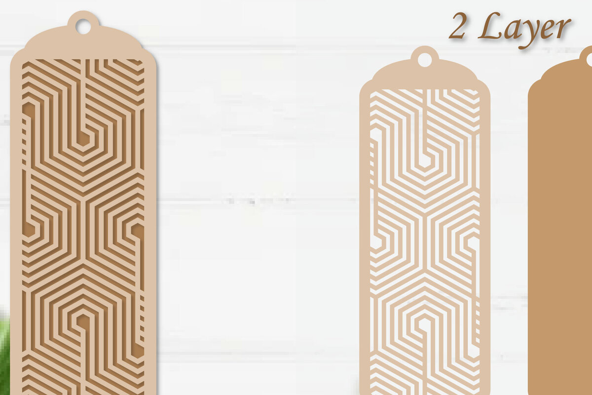 Σετ των 2 Intra απο ξύλο plywood 3mm-4mm πάχος Σελιδοδείκτης κοπής με λέιζερ με στρώσεις χαρτιού Δίασταση 10x20 cm INTRAFABR-94225688