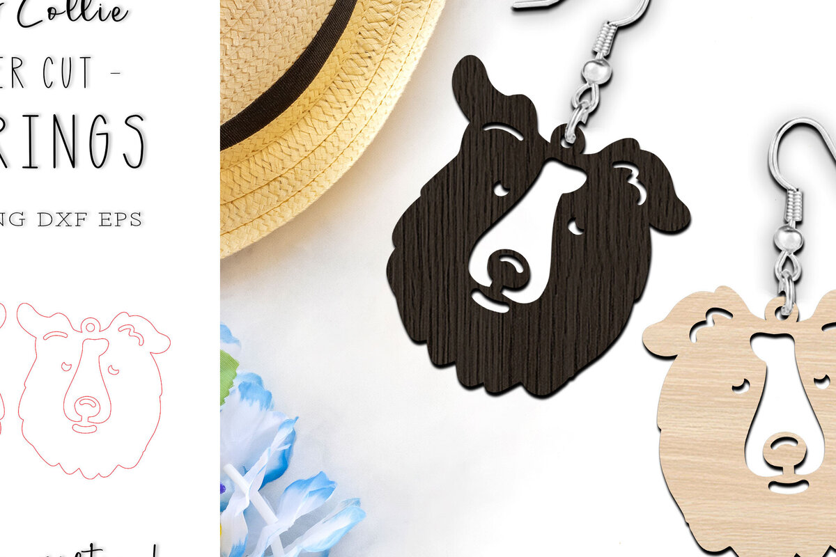 Σετ των 3 Intra απο ξύλο plywood 3mm-4mm πάχος Σκουλαρίκια Border Collie Dog Cut  Δίασταση 1x1 cm INTRAFABR-119252861