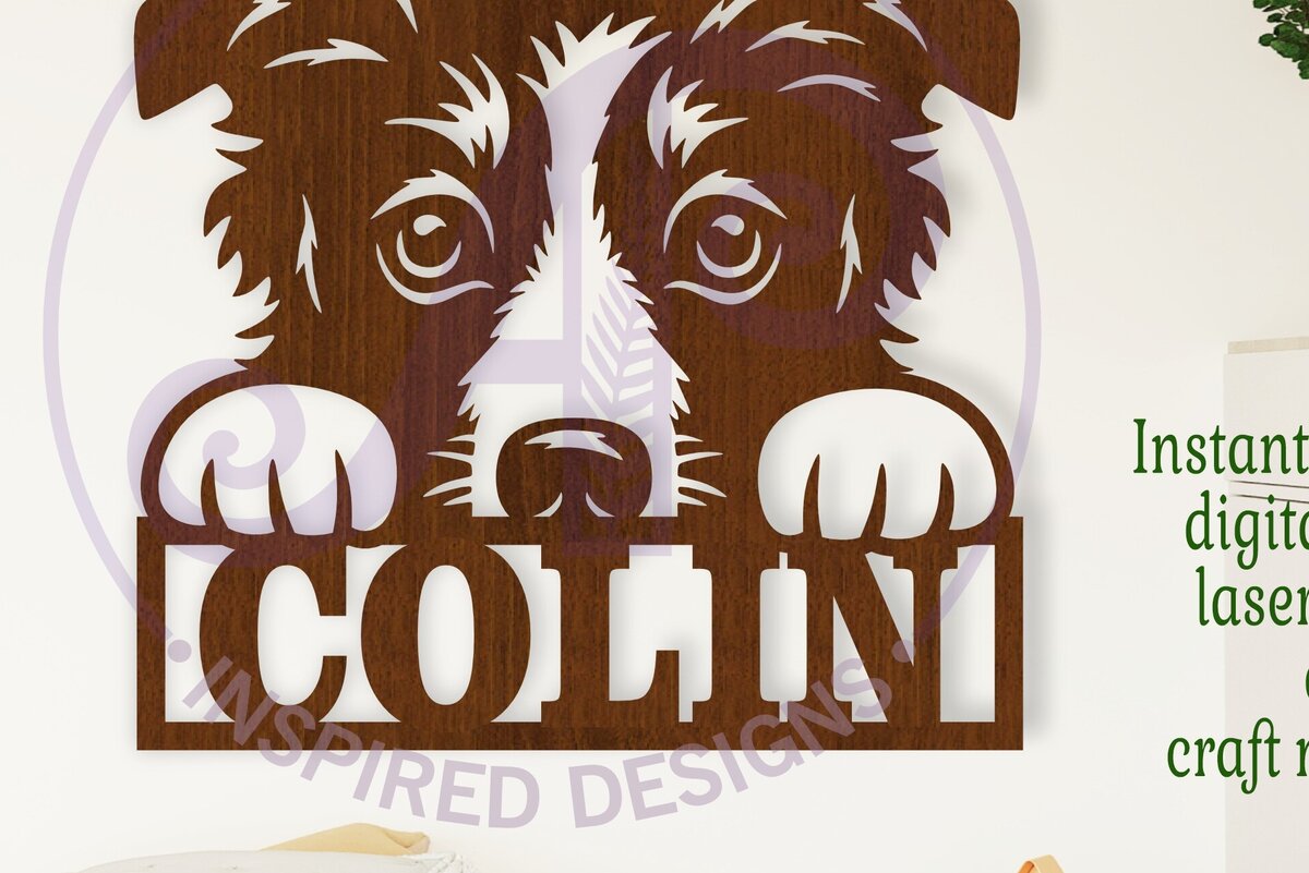 Σετ των 3 Intra απο ξύλο plywood 3mm-4mm πάχος Επιγραφή τοίχου με όνομα Border Collie, Δίασταση 10x10 cm INTRAFABR-117130945