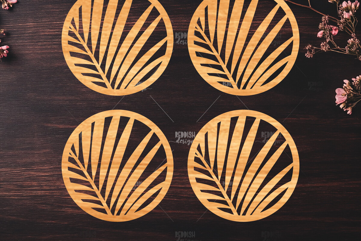 Σετ των 2 Intra απο ξύλο plywood 3mm-4mm πάχος Botanical Cup Coaster File Cut  SV Δίασταση 15x15 cm INTRAFABR-121341211