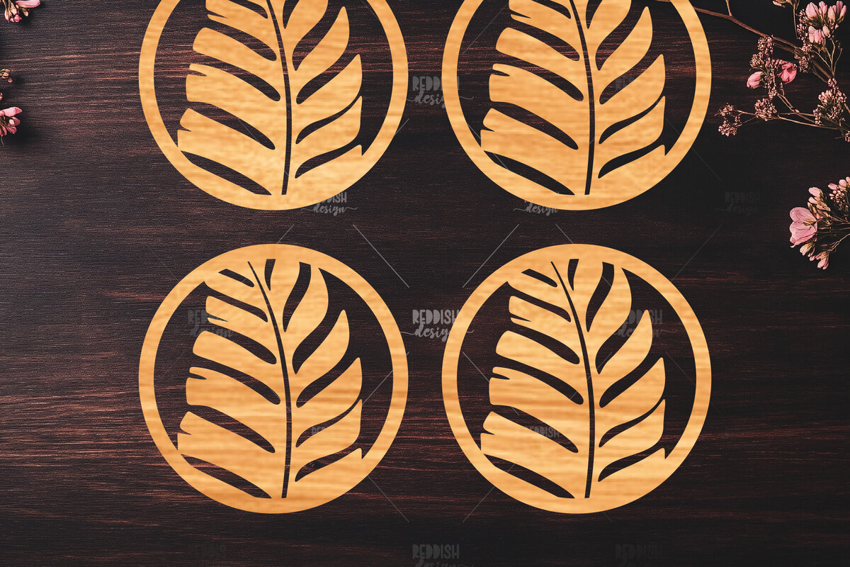 Σετ των 2 Intra απο ξύλο plywood 3mm-4mm πάχος Botanical Cup Coaster File Cut  Δίασταση 15x15 cm INTRAFABR-121341194