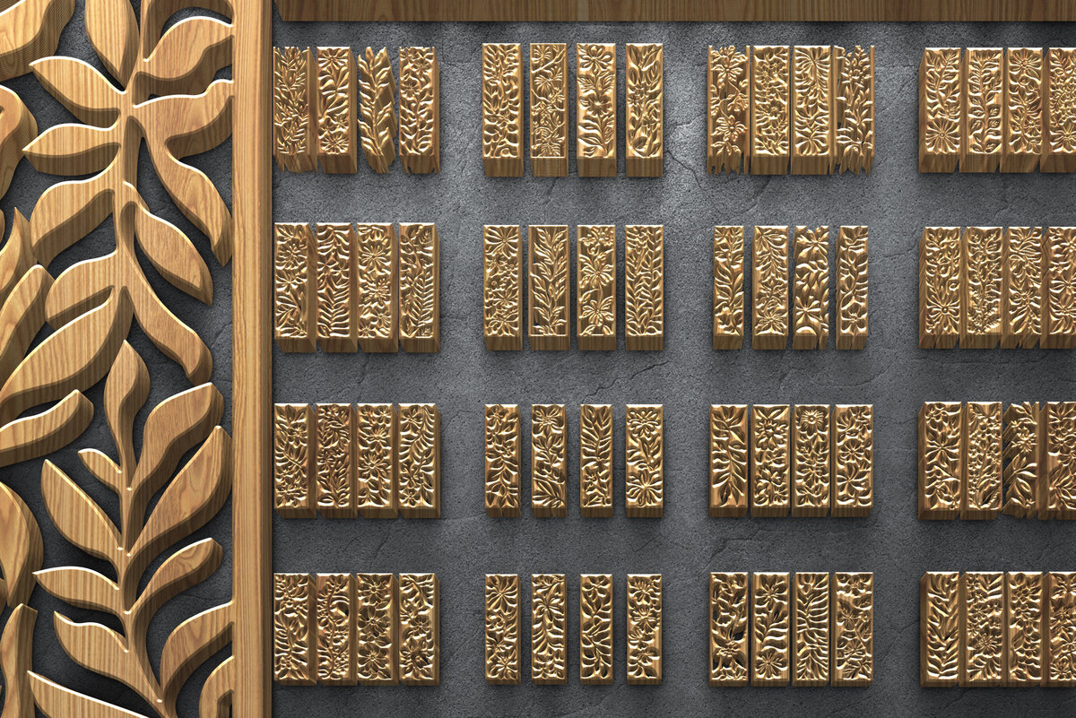 Intra απο ξύλο plywood 3mm-4mm πάχος πάνελ βοτανικής κοπής με λέιζερ Δίασταση 3200x7200 cm INTRAFABR-125339143