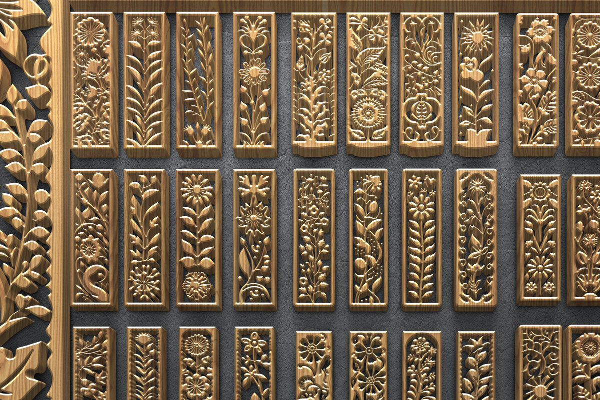 Intra απο ξύλο plywood 3mm-4mm πάχος κοπής με βοτανική λωρίδα με λέιζερ Δίασταση 37x37 cm INTRAFABR-124783542